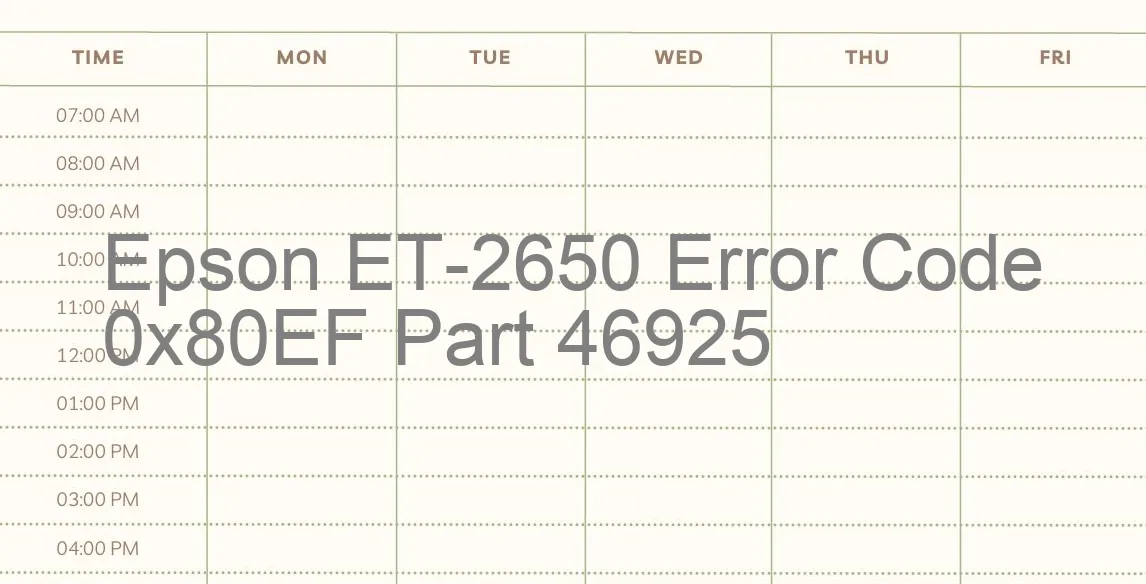 Epson ET-2650 Code d'erreur 0x80EF