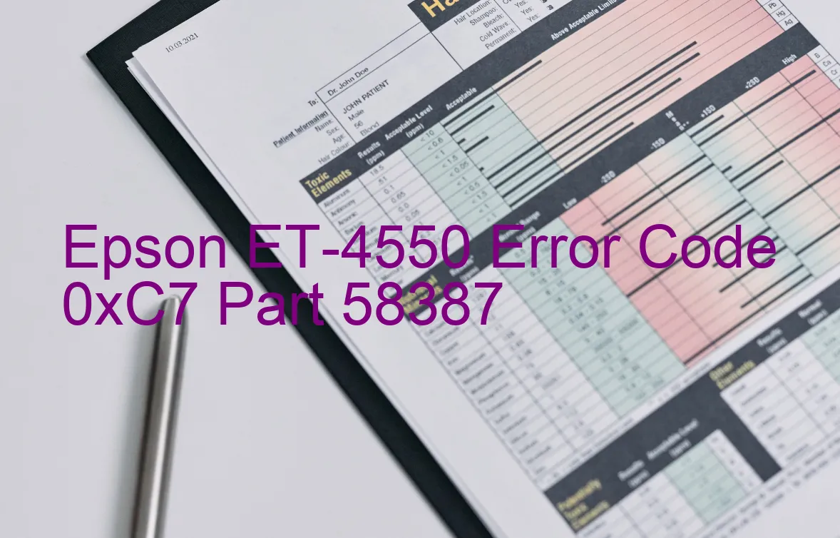 Epson ET-4550 Code d'erreur 0xC7