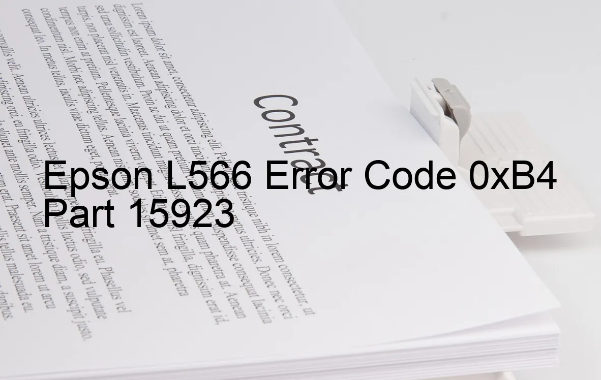 Epson L566 Code d'erreur 0xB4