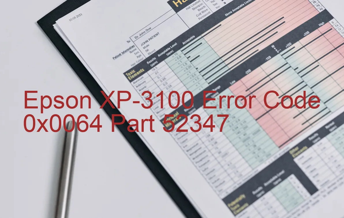 Epson XP-3100 Code d'erreur 0x0064